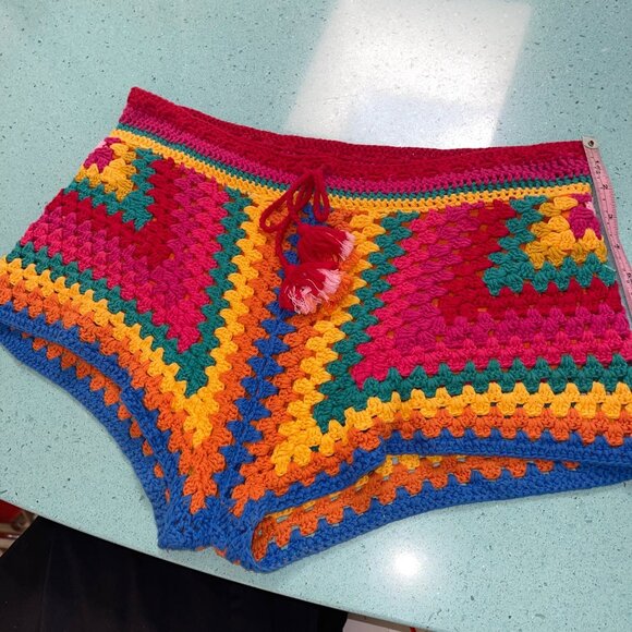 Farm Rio Womens Shorts Size Small Multicolor Crochet Striped Drawstring - Picture 1 of 10